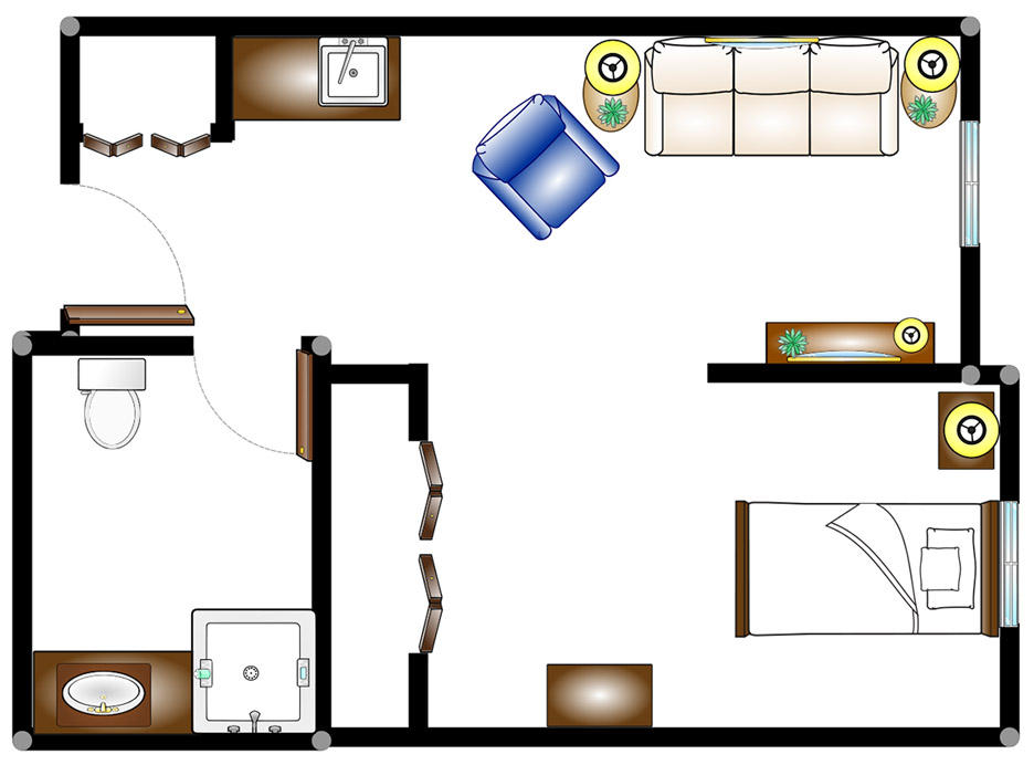 One bedroom floor plan at Cranberry Park